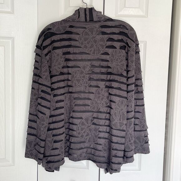 Women Sweater Draped Cardigan Large Gray Long Sleeve - Picture 7 of 16